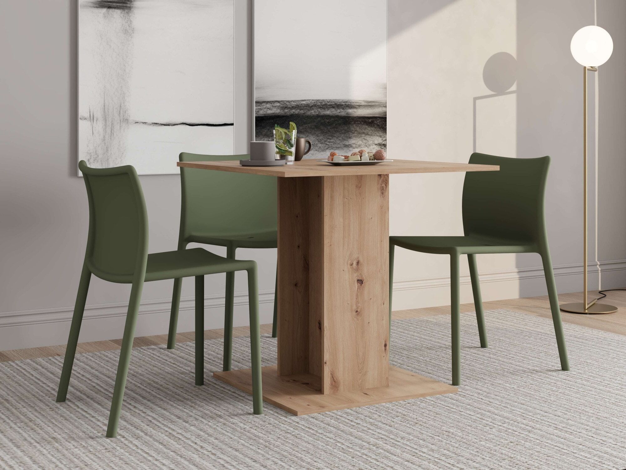 Esstisch HOME AFFAIRE "Capua, Esstisch, Küchentisch, Bistrotisch, Speisetisch", braun (artisan eiche, artisan eiche, artisan eiche), B:80cm H:75,5cm T:80cm, Tische, Esstisch, Leicht zu bewegen, ideal für kleine Räume, Masse: 80 x 80 cm artisan eiche, arti