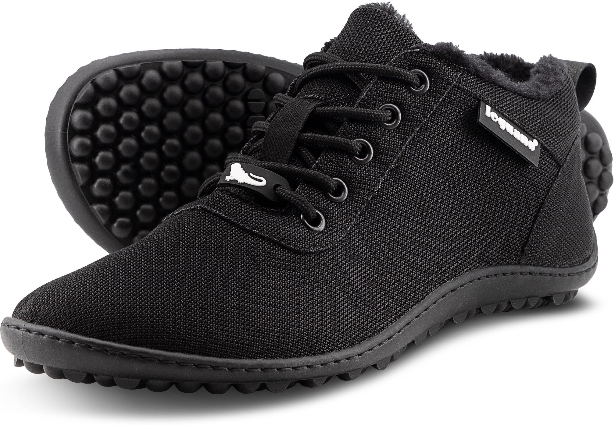 Barfußschuh LEGUANO "GALAXO", Damen, Gr. 48, Warmfutter, schwarz, Textil, Schuhe Barfußschuh, Komfortschuh, Flats, Schnürschuh mit spezieller Halbkugel-Laufsohle, Topseller