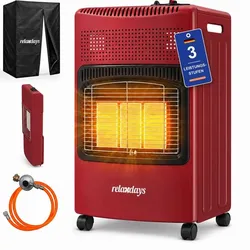 Relaxdays Gasheizofen 3 Stufen Rot,Schwarz