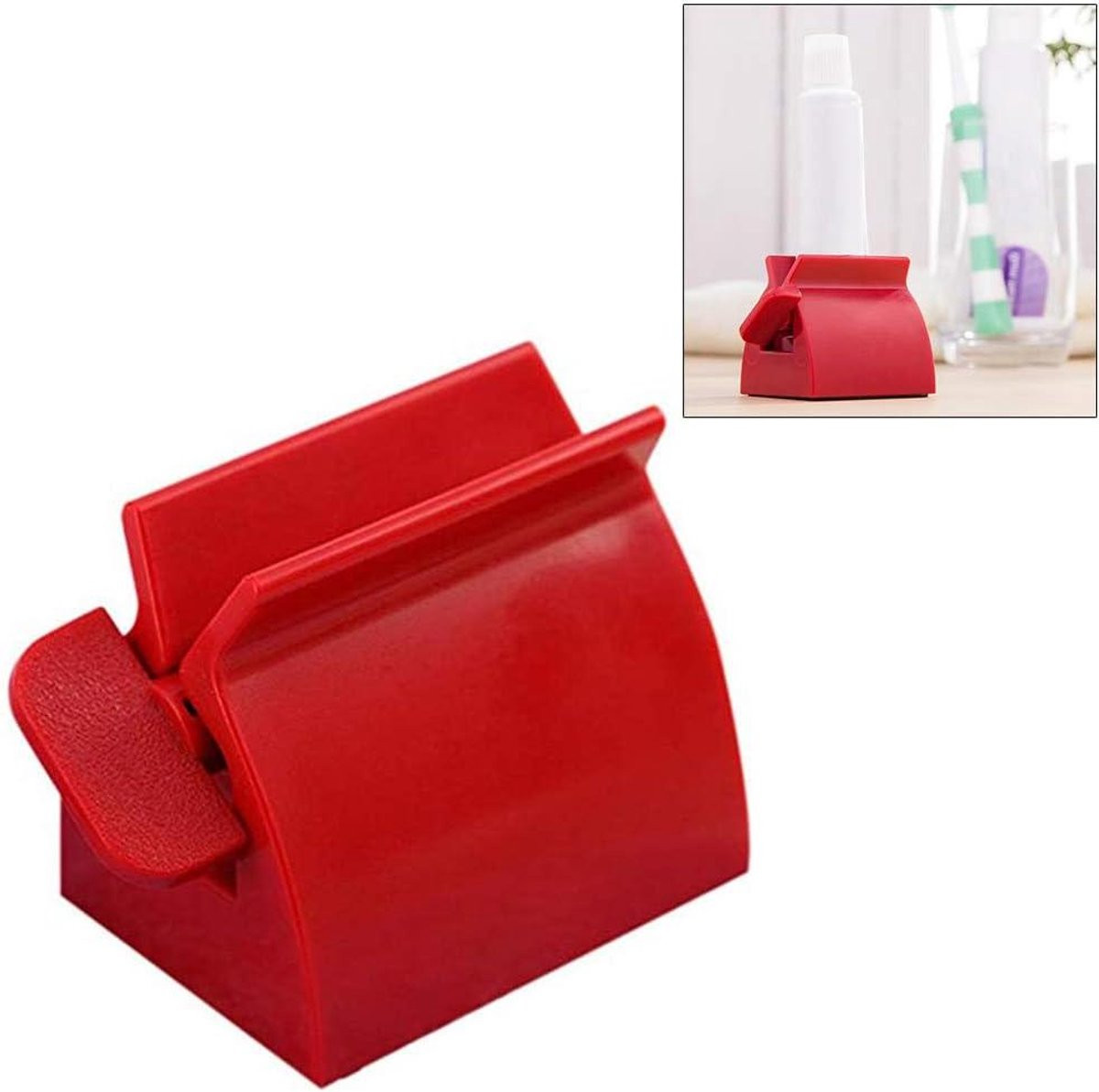 Tandpastadisper en tube squeezer met clip in wit, rood of meerkleurig