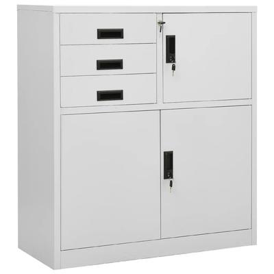 Helloshop26 - Büroschrank Aufbewahrung mit verstellbarem Regal 90 x 40 x 102 cm Stahl hellgrau