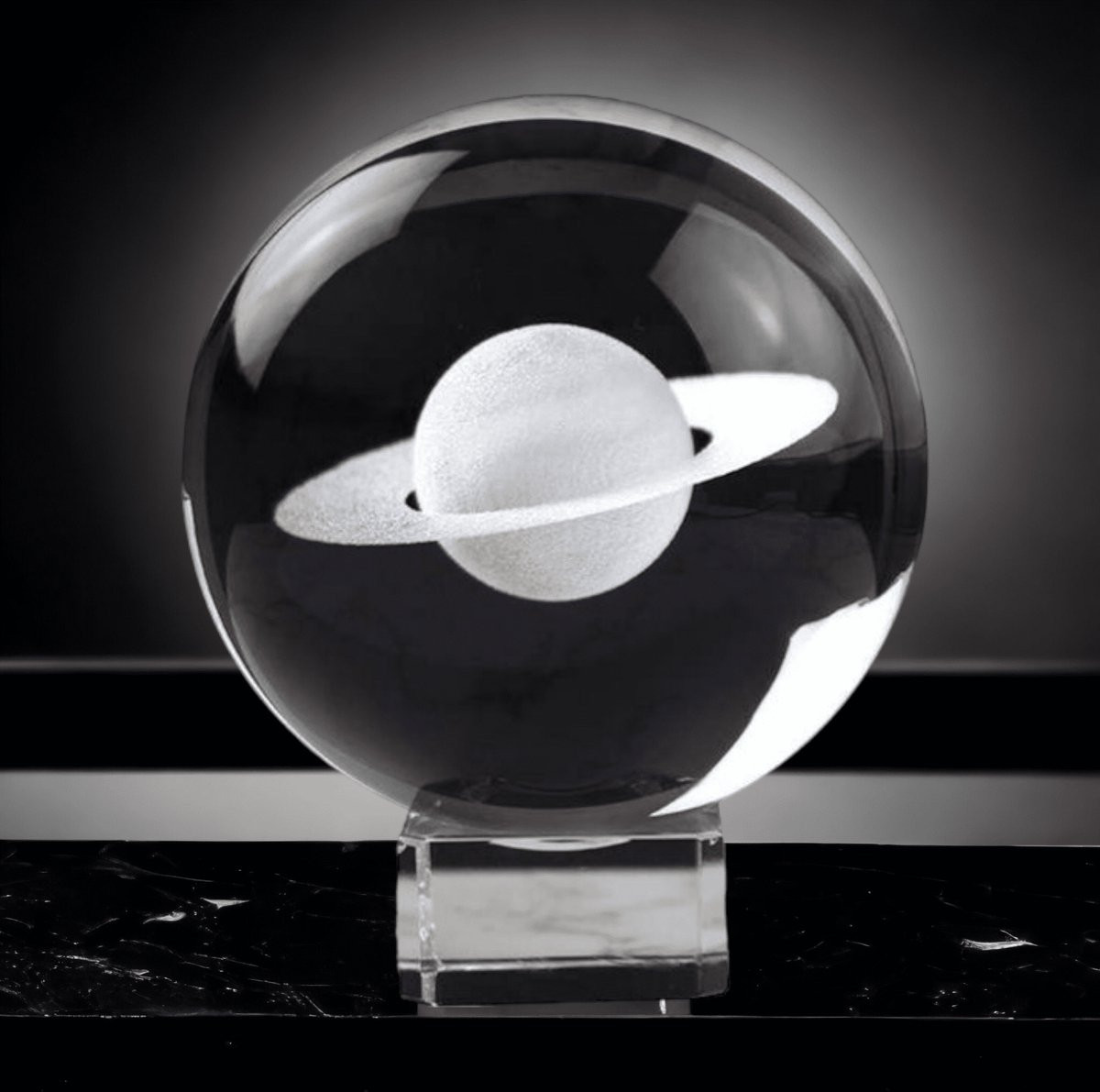 GreatGift 3D Saturnus in kristallen bol met kristallen standaard, 10 cm