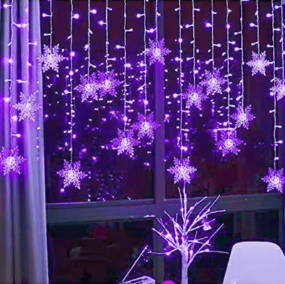 Inspire Curations Snowflake LED Curtain String Lights purple eu Plug