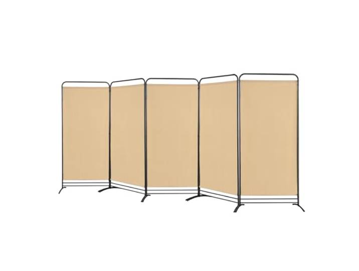 Angel Living Paravent Raumteiler Freistehend Sichtschutzwand Raumteiler Stellwand Trennwand Sichtschutz für Büros Balkon Schlafzimmer Außengarten (Beige, 5 Teilig)