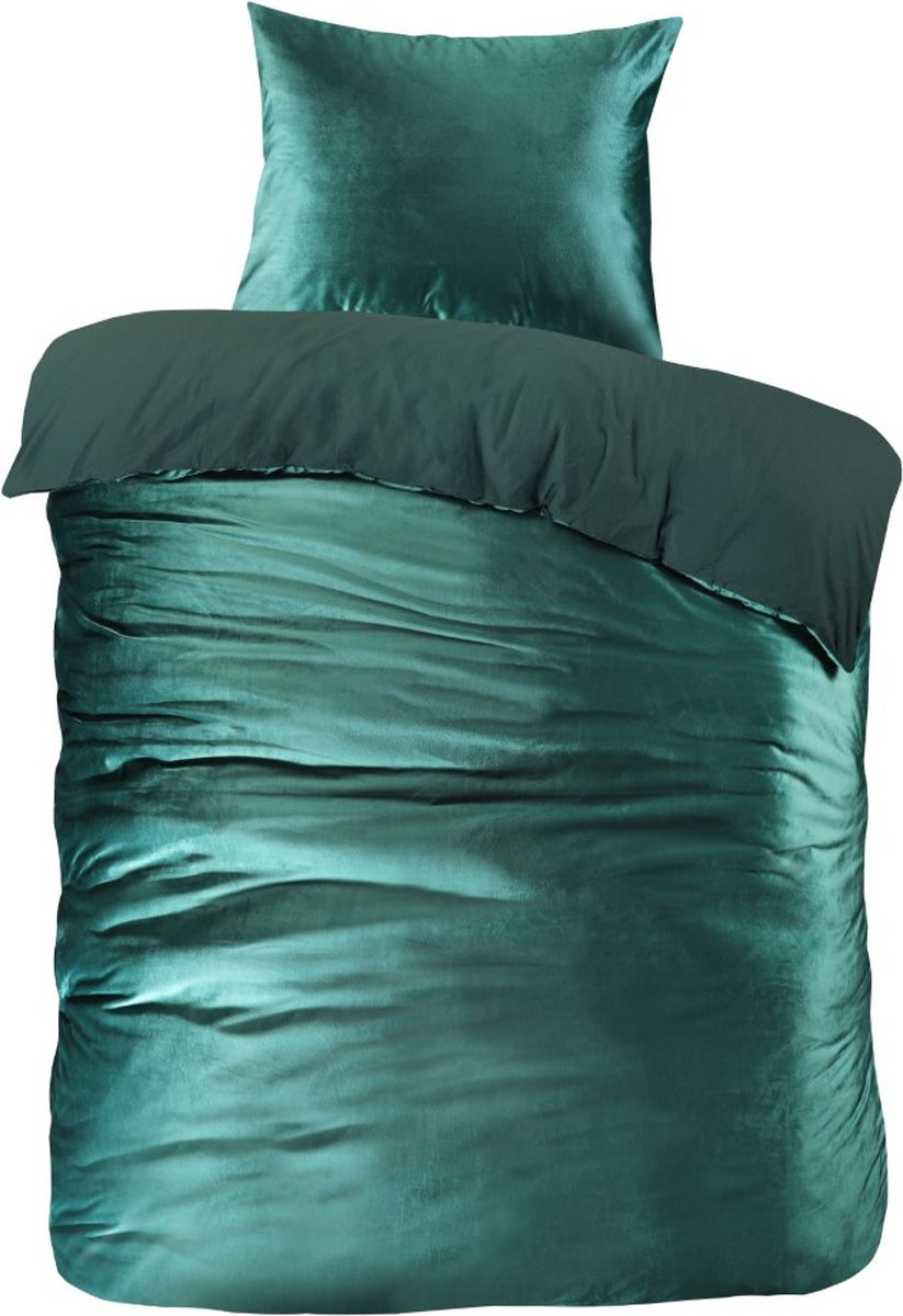 Papillon Uni Velvet Dekbedovertrek Eenpersoons Groen 140x200 cm