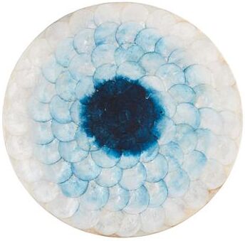 "Saro Lifestyle Capiz Shell Placemats (Set of 4) - Layered Shell Disc Design for Dining & Entertaining, 15"""
