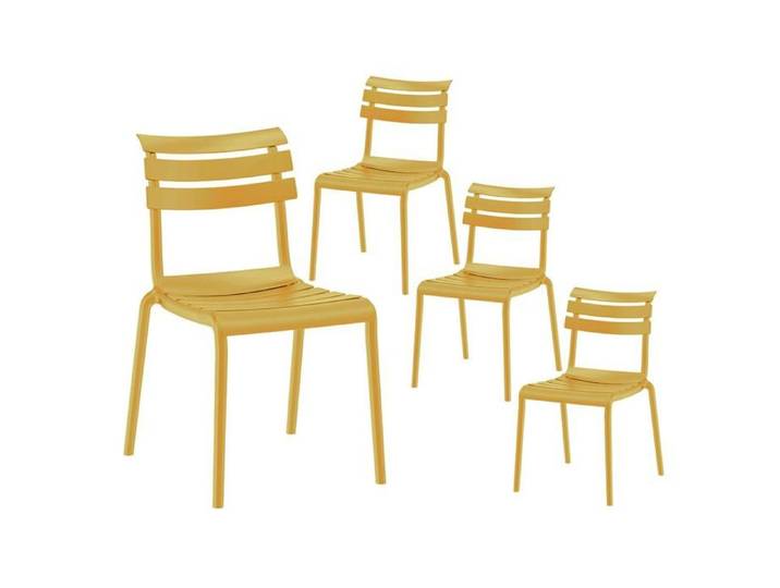 TANGUY - Lot de 4 Chaises en Plastique Recyclé et Polypropylène Jaune