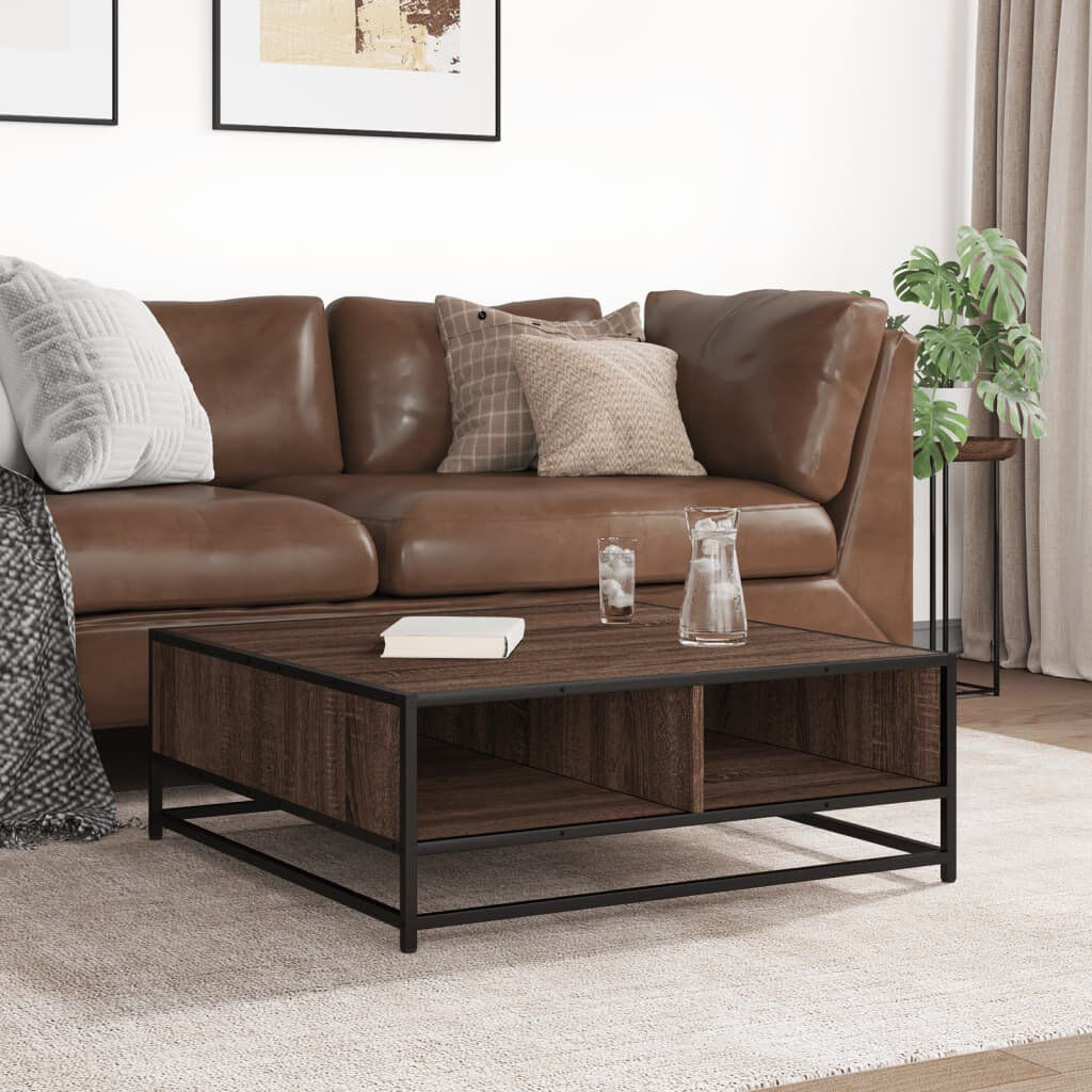 Latitude Run Coffee Table with Storage Brown Oak 30" H x 80" L x 80" W