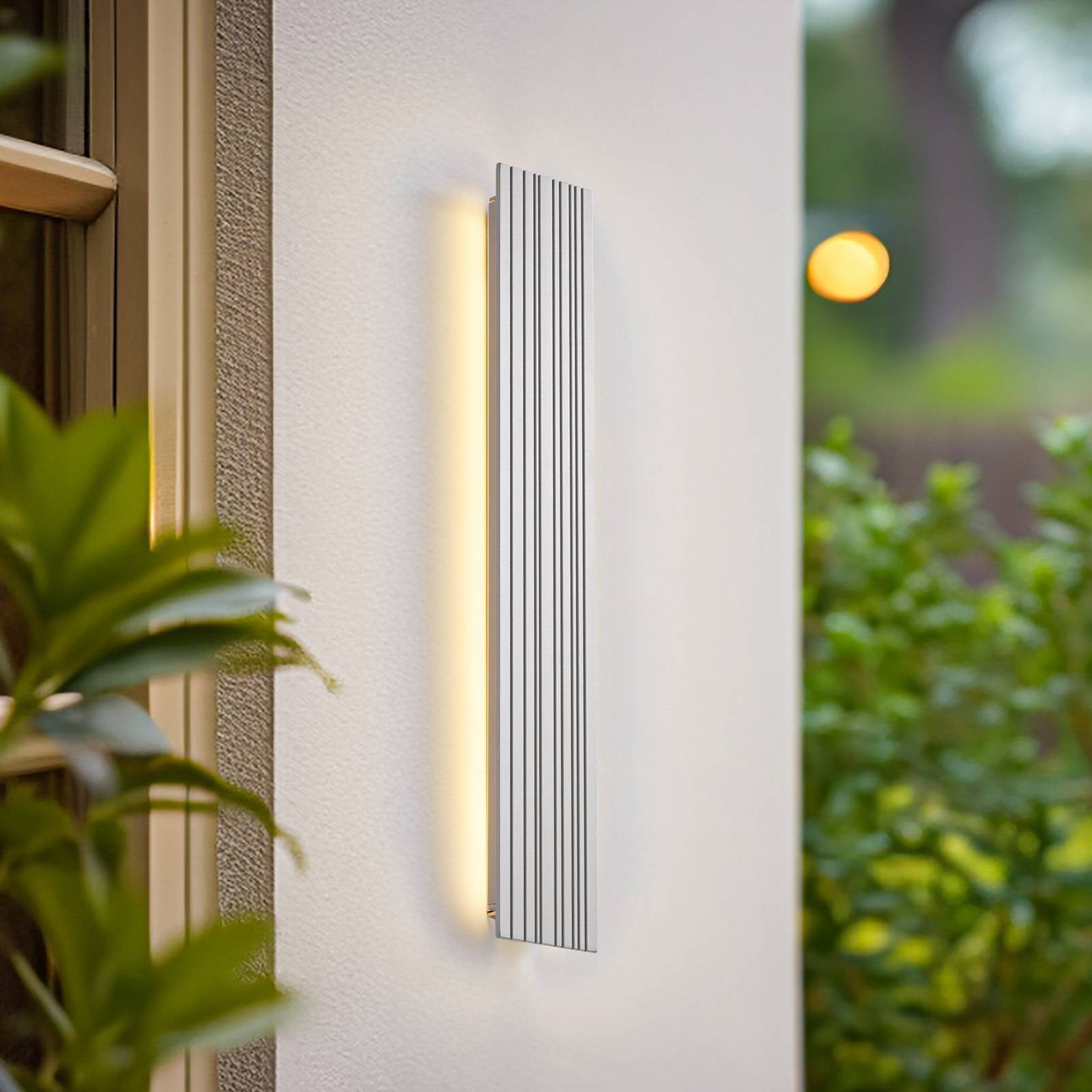 Lucande Melira LED buiten wandlamp - Grijs - Aluminium - 60 cm