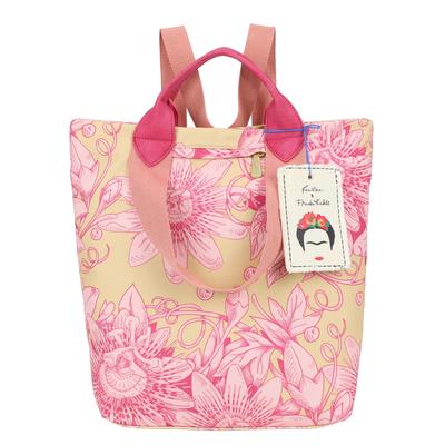 Skirucksack FRITZI AUS PREUSSEN "Fritzi x Frida Kahlo", Damen, Gr. onesize, pink (sunny), 55% Baumwolle, 45% Polyester, bedruckt, Rucksäcke, mit Blumenprint