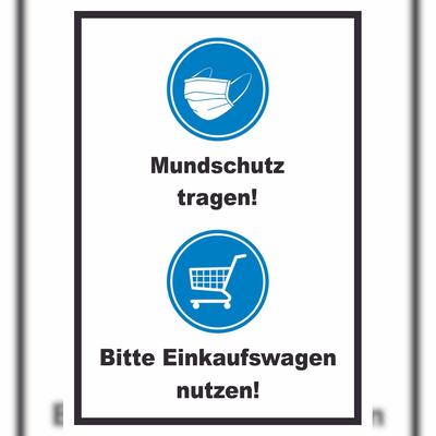 HB-Druck Mundschutz Einkaufswagen Schild A1 (594x841mm)