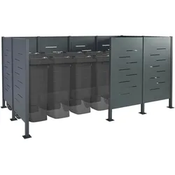 Mülltonnen-Zaun MCW-J55, Mülltonnenverkleidung Mülltonnenaufbewahrung, 151x326x166 Metall ~ anthrazit