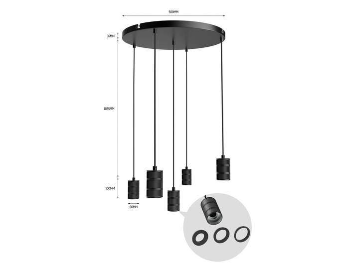 Calex Hängeleuchte Retro, dimmbar, schwarz, für Wohn- / Esszimmer, Metall, Modern