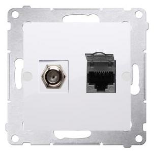 Kontakt Kontaktinis asmuo Simon Simon 54 Antenų ir kompiuterių lizdai F + RJ45 kat.6 balti (DASFRJ45.01/11) (UTP, CAT6) (WMDA-0510xx-011)