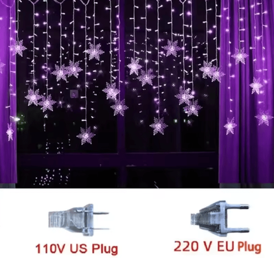 Inspire Curations Christmas Snowflake LED Curtain Lights For Holiday Decor purple eu Plug