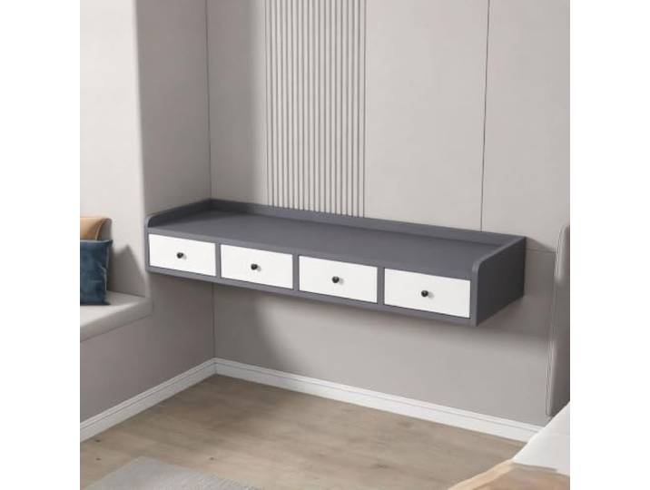 CTSSWMWY Holz Wandmontierter Schwebender Schminktisch Leise Schublade, Stabil & Platzsparend, Modern, für Schlafzimmer und Badezimmer(D,63*15.7*9.84in)