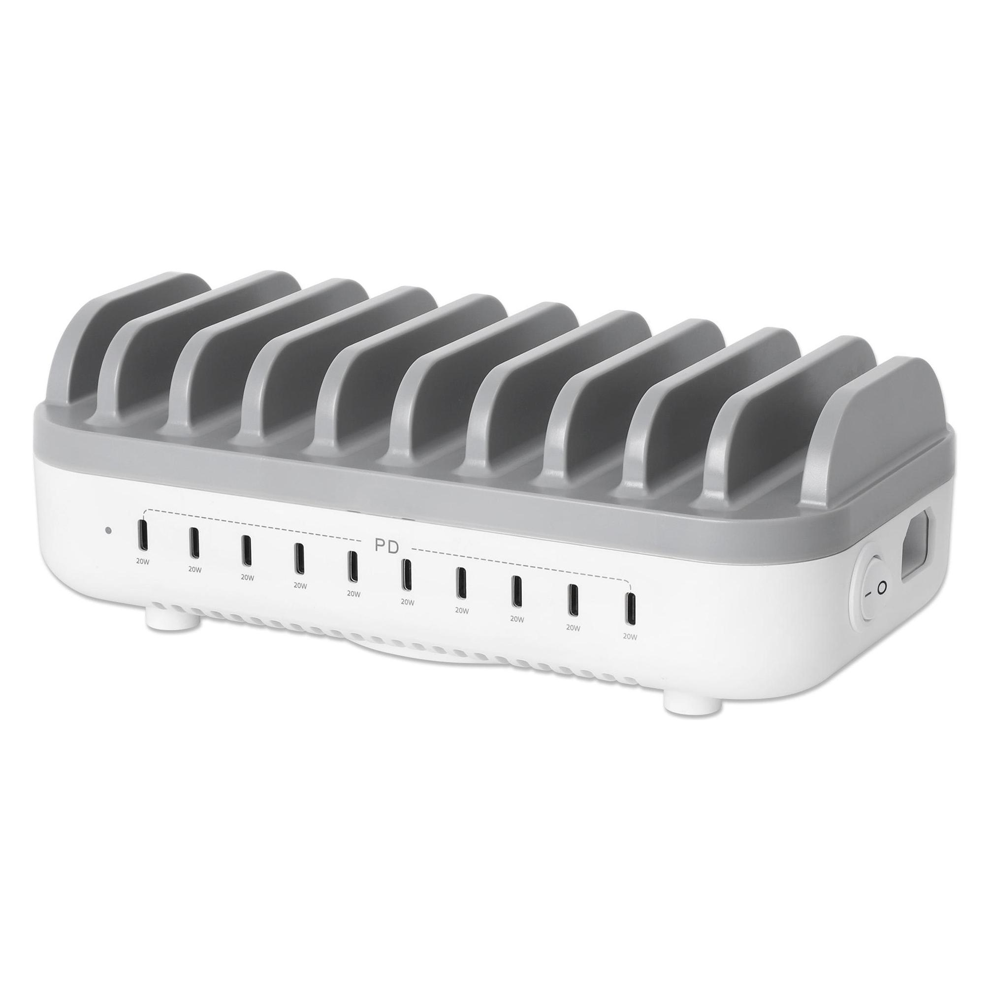 Manhattan 10-Port USB-C Power Delivery-Ladestation - 200 W (200 W, 10 Ports) (102766)