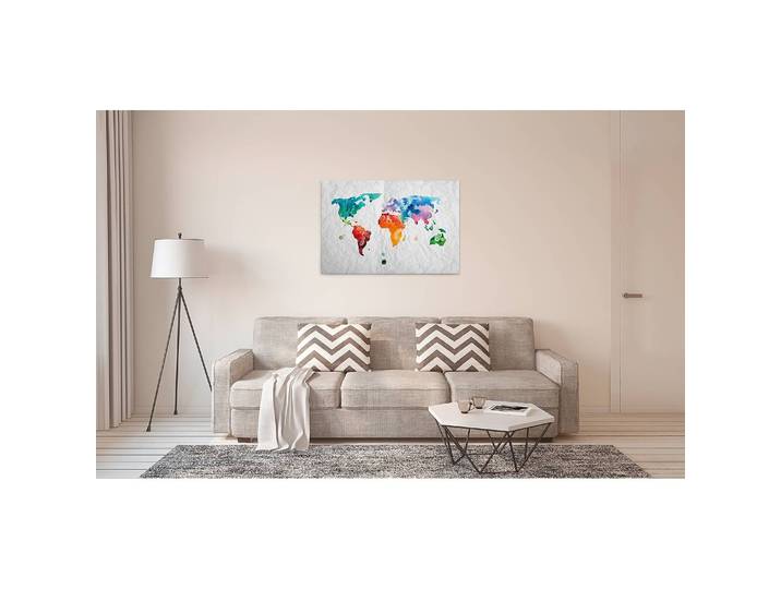 Tableau déco Colourful World carte Polyester PVC / Épicéa Multicolore 90 x 60cm