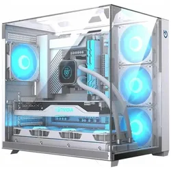 Hiditec Sky Tower Transparent Silber (ATX, ITX, mATX), PC Gehäuse, Transparent, Weiss