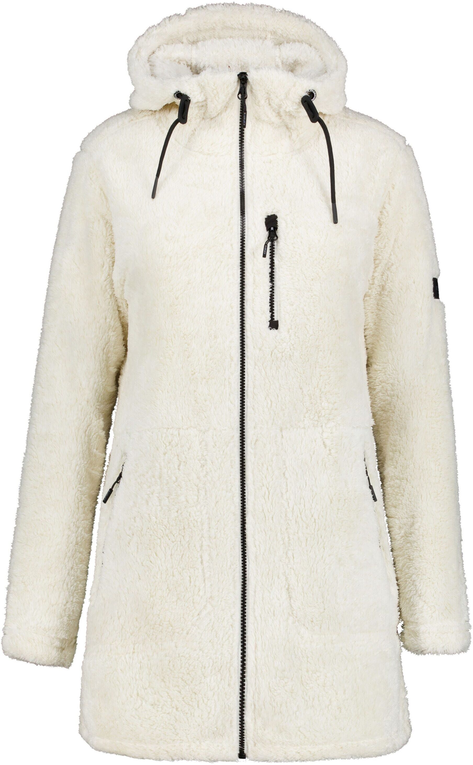 Fleecejacke ICEPEAK "ICEPEAK CHELLES", Damen, Gr. L, weiss (natural weiß), Obermaterial: 100% Polyester, Jacken Fleecejacke, mit verstellbarer Kapuze, schnell trocknend, aus Polyester natural weiß L