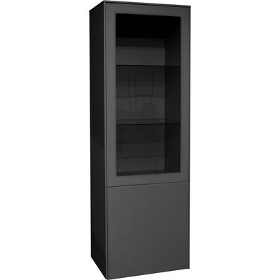 Standvitrine MÄUSBACHER "Imola", grau (anthrazit matt lack), B:61cm H:179cm T:42cm, Schränke, Standvitrine, Mäusbacher Vitrine mit Glas- und Holztür
