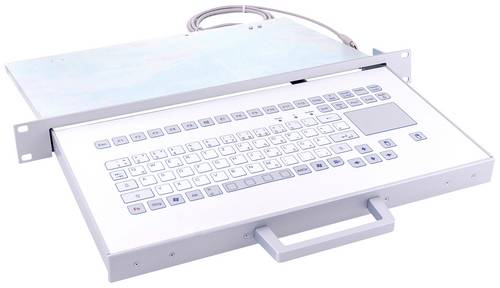 GETT TKS-088c-TOUCH-SCHUBL-USB-DE Kabelgebunden Tastatur Deutsch, QWERTZ Weiß IP65, Integriertes Touchpad, 19" Anwendungen