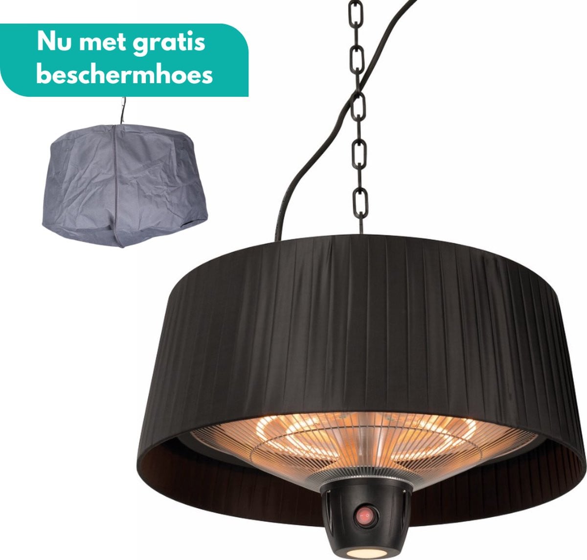 Sunred Combideal Artix Elektrische Terrasverwarmer - Hangend model - Zwart - 1500 W - Infraroodstraling - 3 standen - LED - Afstand bestuurbaar