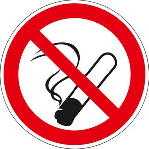 Abtec Hinweisschild BGV A8 P01, Folie, Ø 10 cm, Verbotszeichen, Rauchen verboten