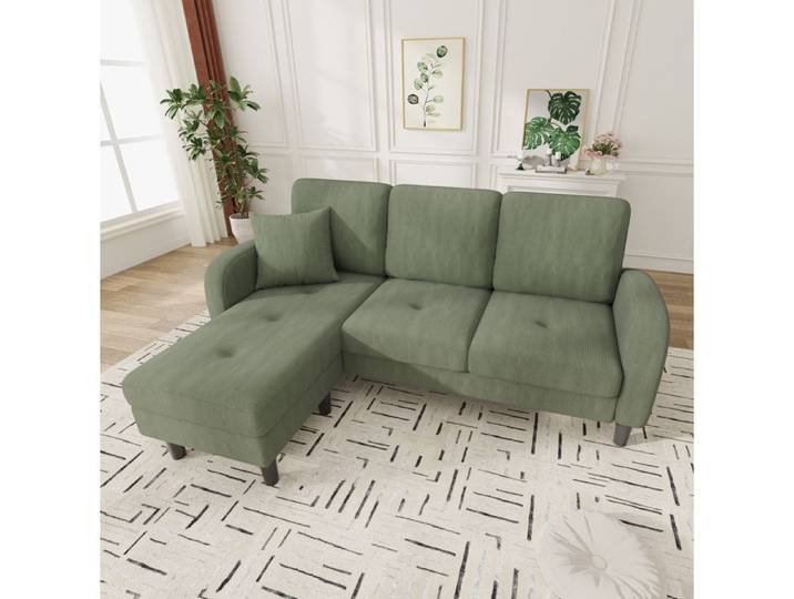 Canapé d angle 3 places SENVIRO modulaire avec méridienne 166x118x77 cm vert