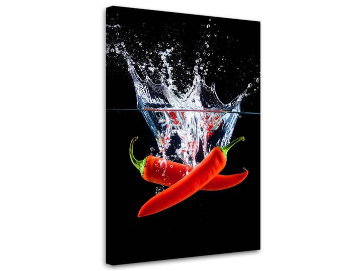 Feeby Leinwandbild Rote Paprika in Wasser 70x100cm, Essen/Getränk, Rechteckig, 70x100 cm, Bilder & Rahmen, Bilder, Leinwandbilder
