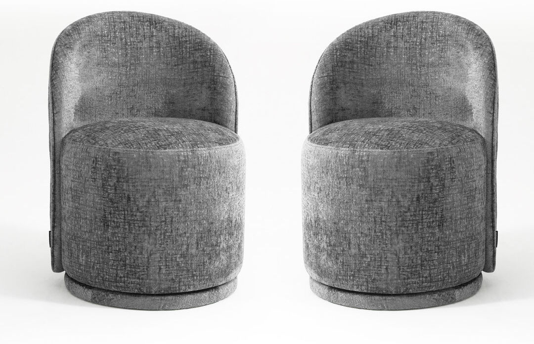 Blue Elephant Upholstered Chenille Swivel Barrel Chair Grey Chenille 78cm H X 57cm W X 60cm D