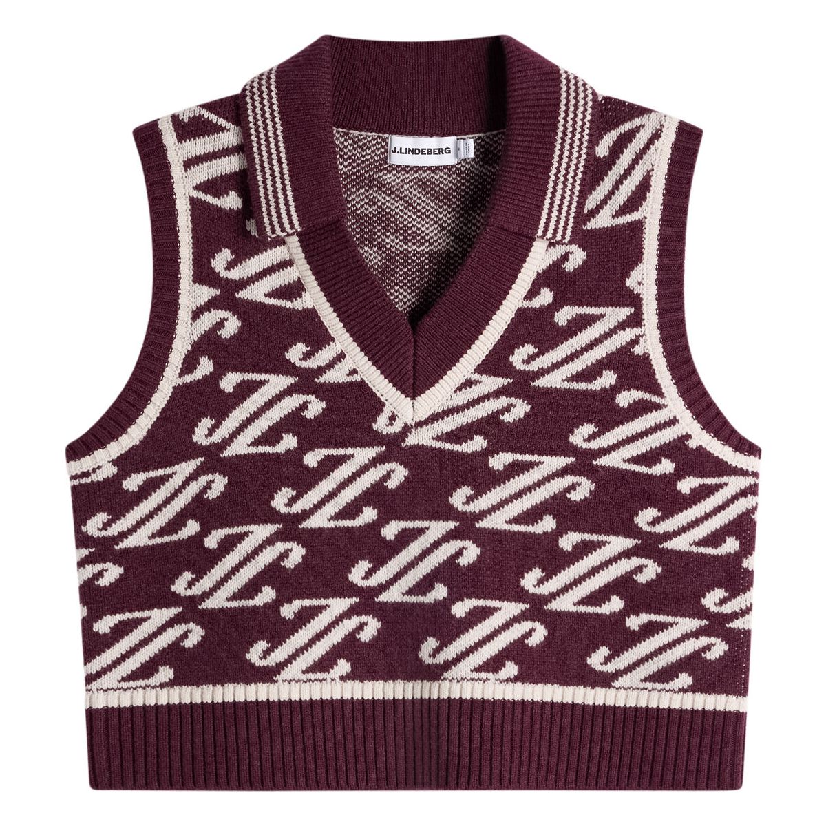 J.Lindeberg Phoebe Jacquard Knit Vest cardi jacquard - winetasting (G164) S BWKW16009-G164-S