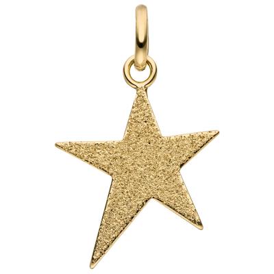 Kettenanhänger JOBO "Anhänger Stern", gelb (gelbgold 375), Schmuckanhänger, Damen, Gelbgold 375, Kettenanhänger, 375 Gold beidseitig tragbar glitzernd oder matt
