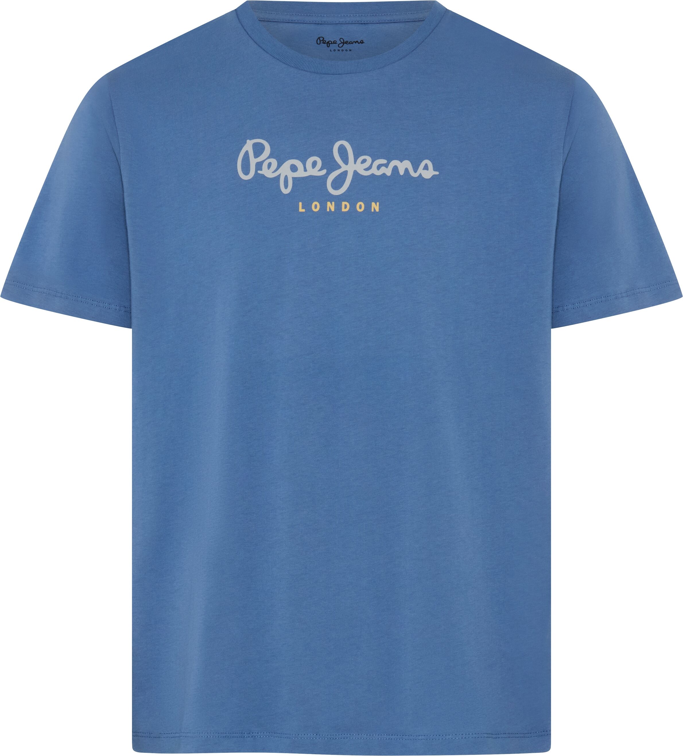 Rundhalsshirt PEPE JEANS "EGGO", Herren, Gr. XL, blau (sea blau), Jersey, Obermaterial: 100% Baumwolle, normal normal, Rundhals, Shirts Rundhalsshirt sea blau XL