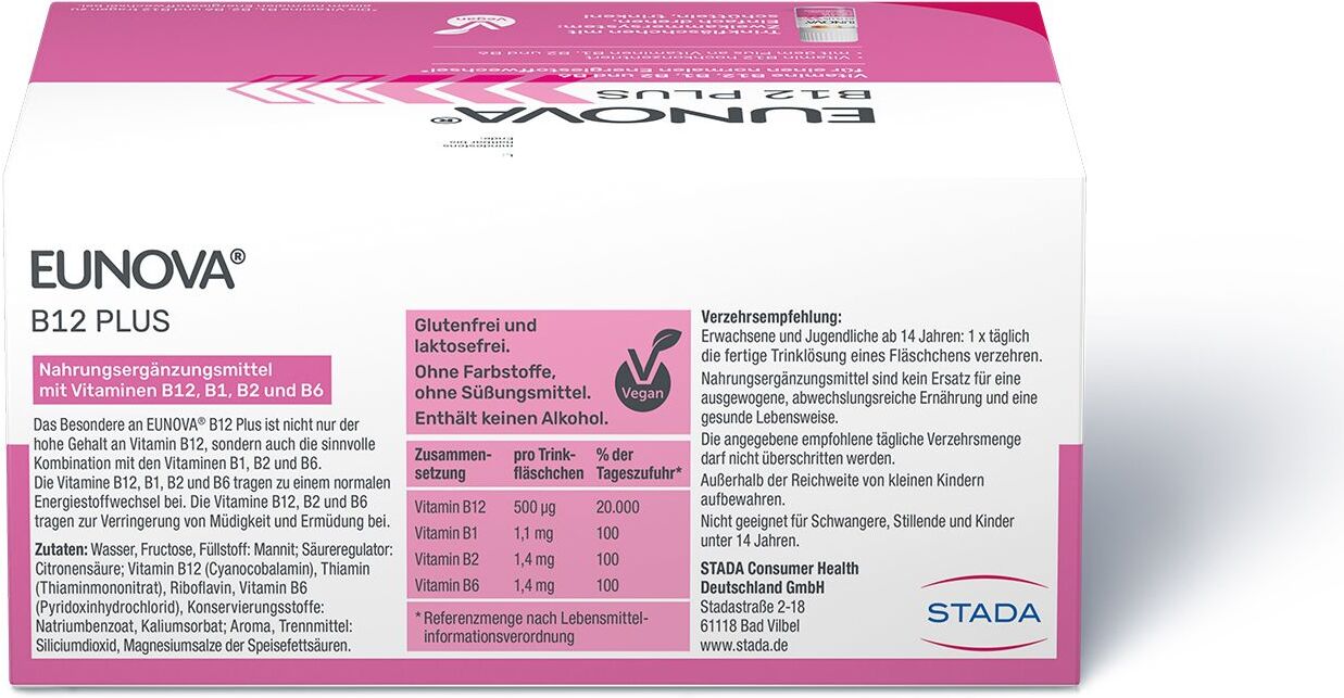 Eunova B12 Plus Trinkfläschchen 30x8 ml Lösung zum Einnehmen