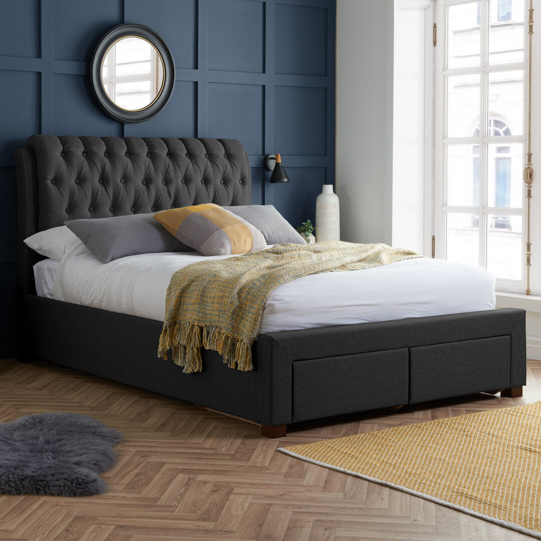 Ebern Designs Miladin Upholstered Storage Bed Charcoal Double (4'6)