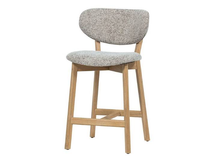 WOOOD Barhocker Udar - Melange-Stoff Natur, Gestell Natur, Zeitloses Design, weiche Sitzfläche, stabile Rückenlehne