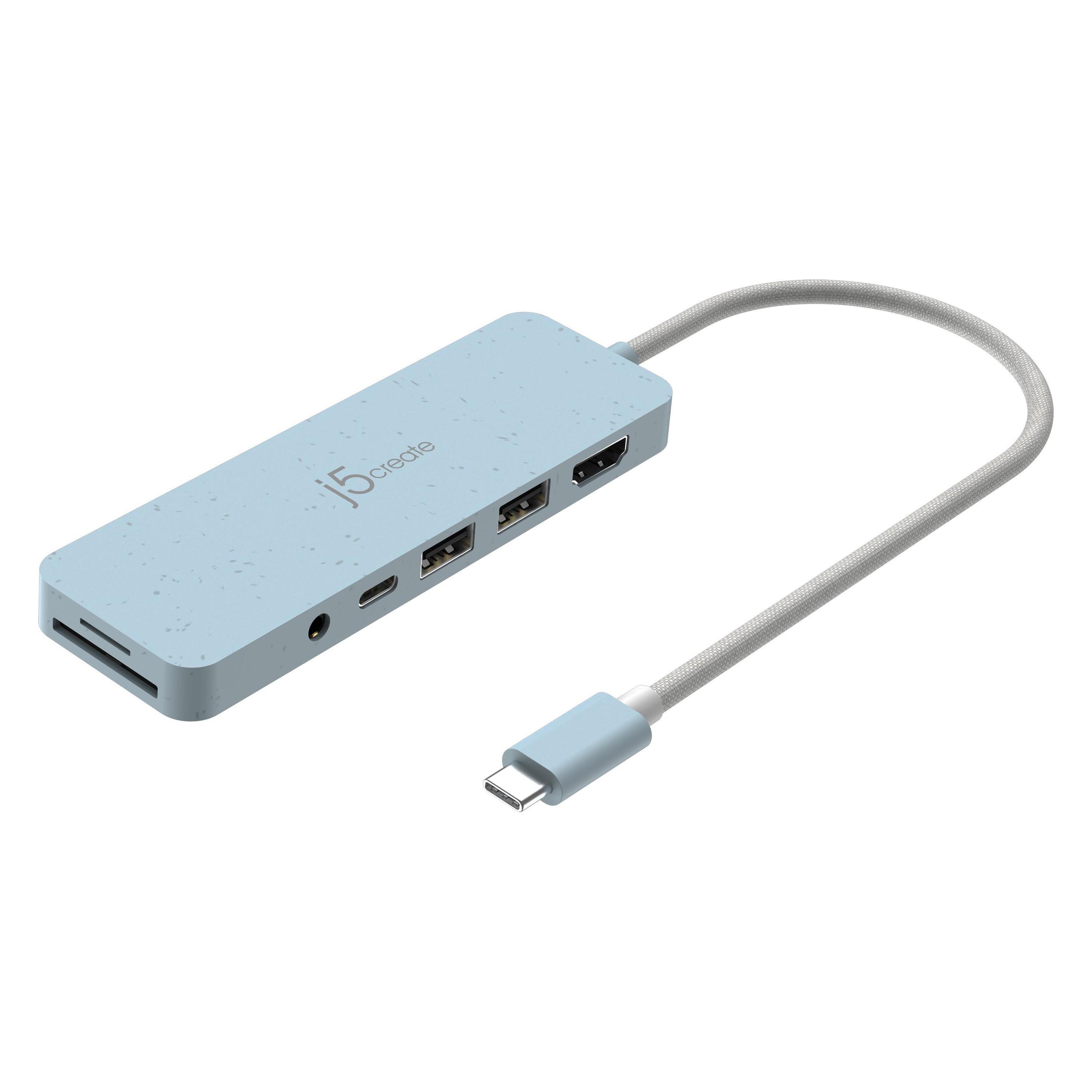 j5Create JCD373EC-N Umweltfreundlicher USB-C-Hub mit mehreren Anschlüssen und Power Delivery (USB-C, 6 Ports) (JCD373EC-N)