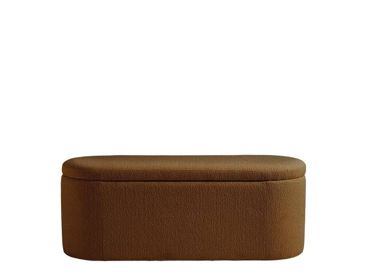 Banc coffre en tissu velours marbré - tabac