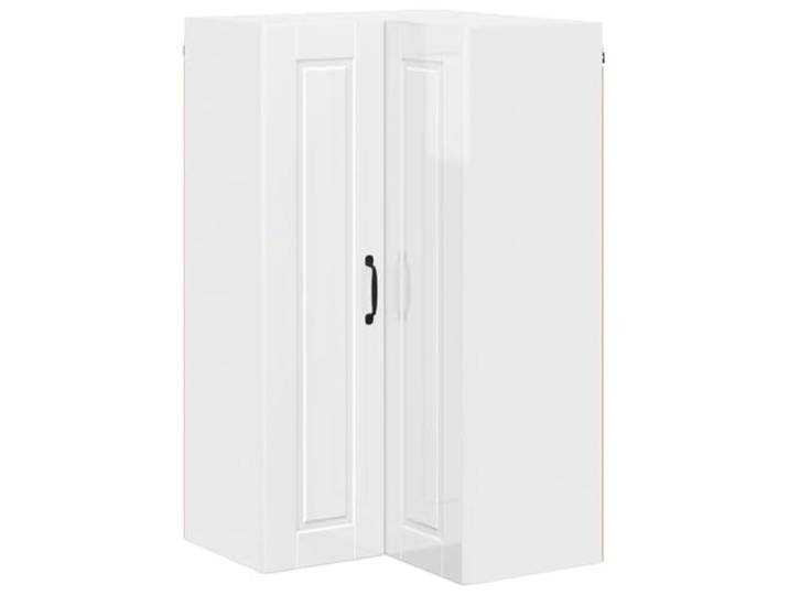 GPWERSDF Wand-Eckschrank Porto Hochglanz Weiß 57 x 57 x 100 cm Robuster Holzwerkstoff, Wandmontage, viel Stauraum, pflegeleichte Oberfläche, für moderne Küchen