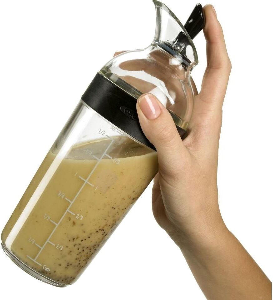 Dressing Shaker OXO GOOD GRIPS, transparent (schwarz, transparent), B:8cm H:22cm Ø:8cm, Kunststoff, Shaker, Dressing Shaker, für Salatdressing, 350 ml schwarz, transparent Einheitsgröße
