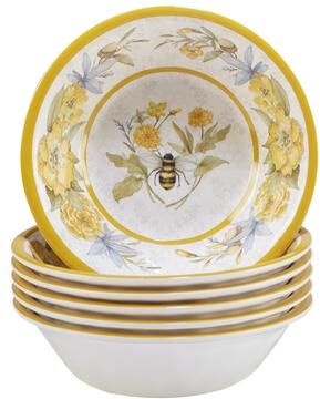 Certified International Bee Sweet 22 oz. Melamine All Purpose Bowl, Set of 6 - 22oz