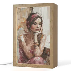 TISCHLEUCHTE Frau - Lackierung - Porträt - Modern 20x30 cm