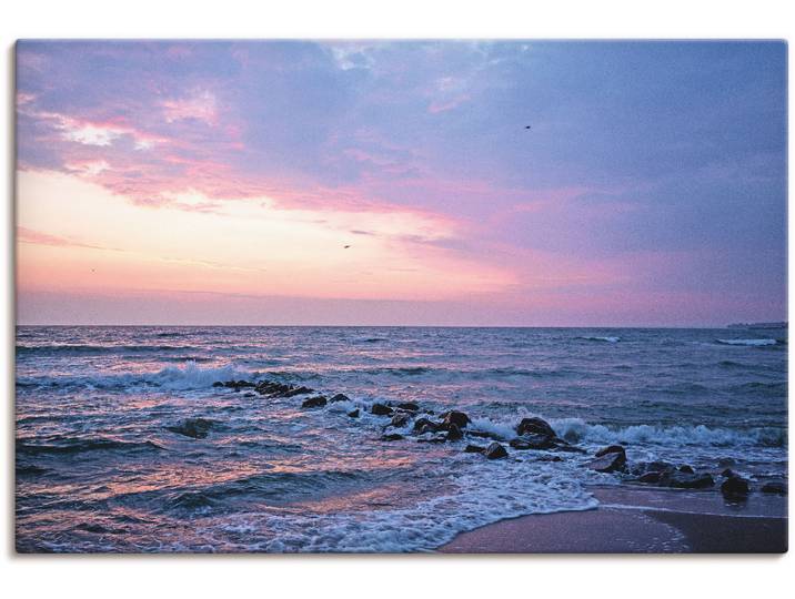 Leinwandbild ARTLAND Tagesbeginn am schönen Ostseestrand , lila (farbe bild(er): lila), B:90cm H:60cm, Bilder, Leinwandbild, auf Holzrahmen gespannt