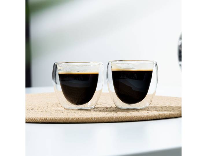 Doppelwandige Espresso Gläser, 80ml aus Borosilikatglas, 2er-Set