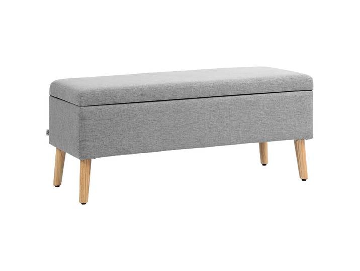 HOMCOM Banc coffre rangement rembourré banquette banc de lit aspect lin pour la chambre à coucher, entrée, salon, charge 220 Kg,