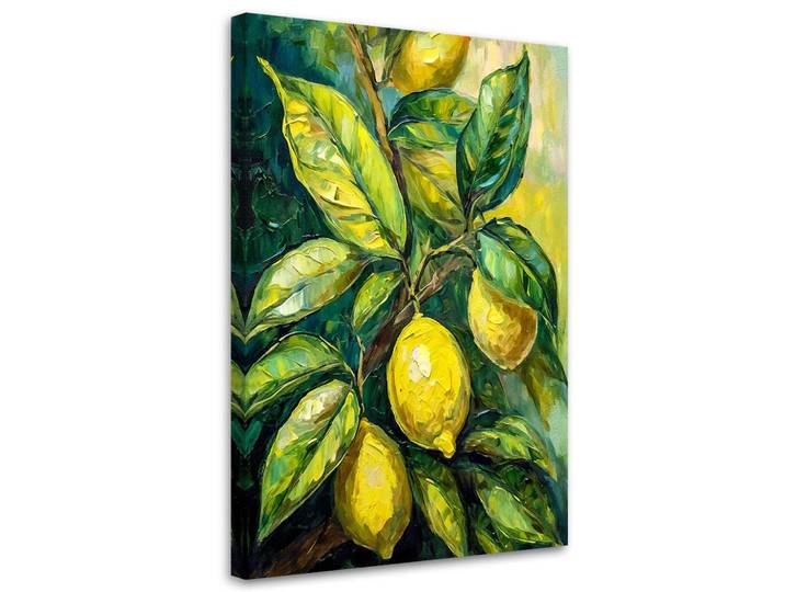 Feeby Leinwandbild Zitronen Acryl 60x90cm, Grün, Essen/Getränk, Rechteckig, 60x90 cm, Bilder & Rahmen, Bilder, Leinwandbilder