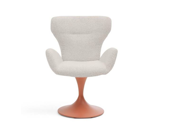 Musterring JustB! SP150 Schalensessel - in verschiedenen Bezugs-und Gestellvarianten - Bouclé Alpine champagne - Tulpenfuß Metall Lack blush - inkl. Drehfunktion Drehfunktion, Rückholfunktion Modern, Skandinavisch