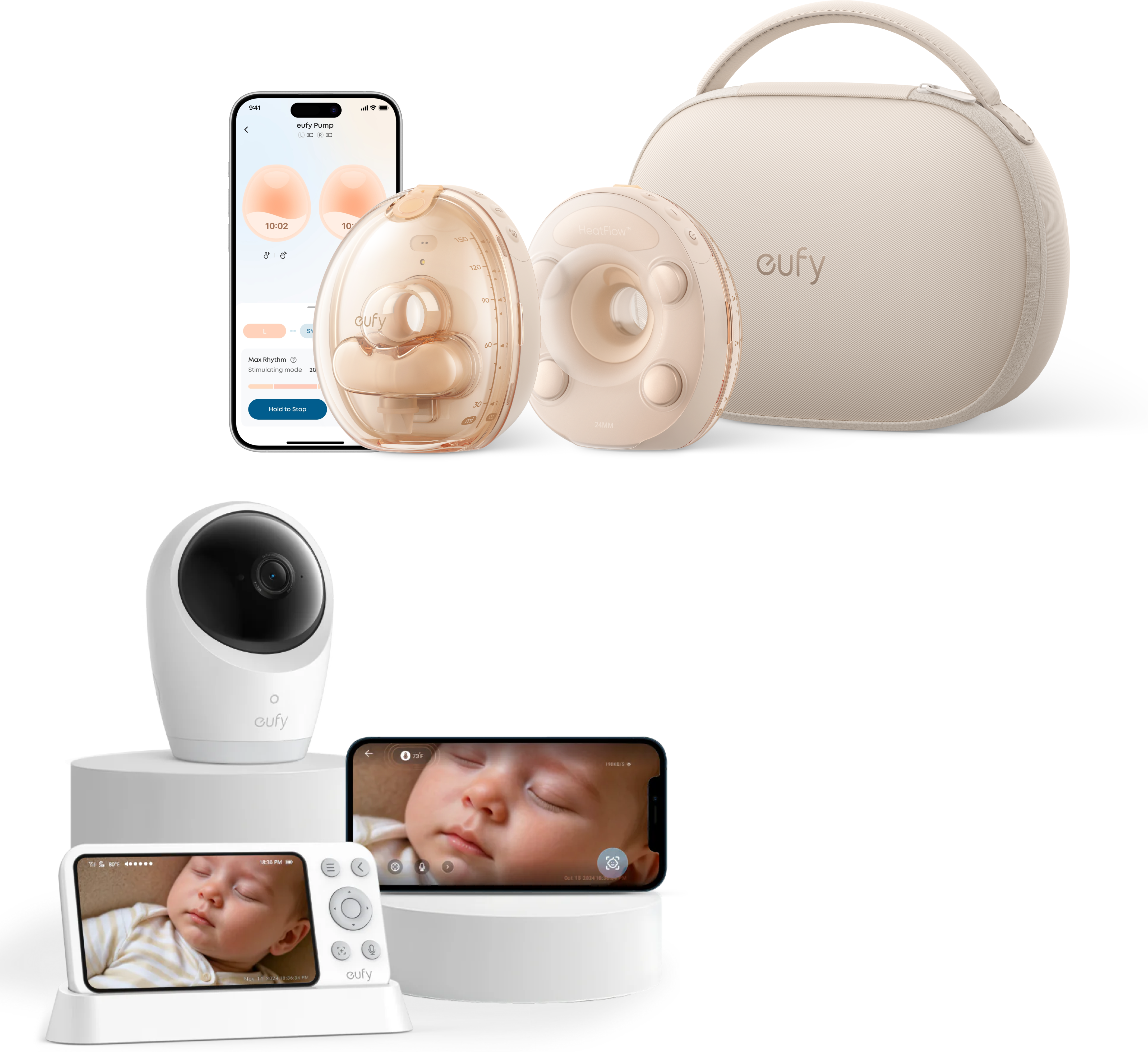 Anker eufy Babyphone mit Kamera E21 mit S2 Pro Tragbare Milchpumpe