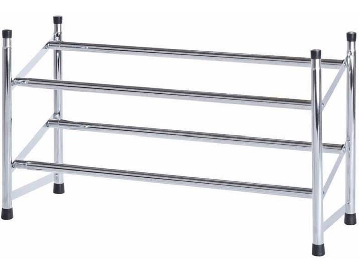 Schuhregal WENKO, silber (silberfarben), B:62cm H:35cm T:22,5cm, Stahl, Regale, Schuhregal, ausziehbare Schuhablage für 10 Paar Schuhe, stapelbar